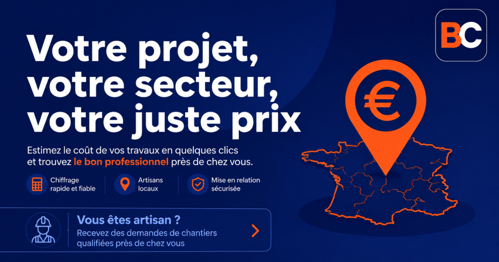 Bannière BatiCoût : estimation gratuite du prix des travaux de rénovation partout en France