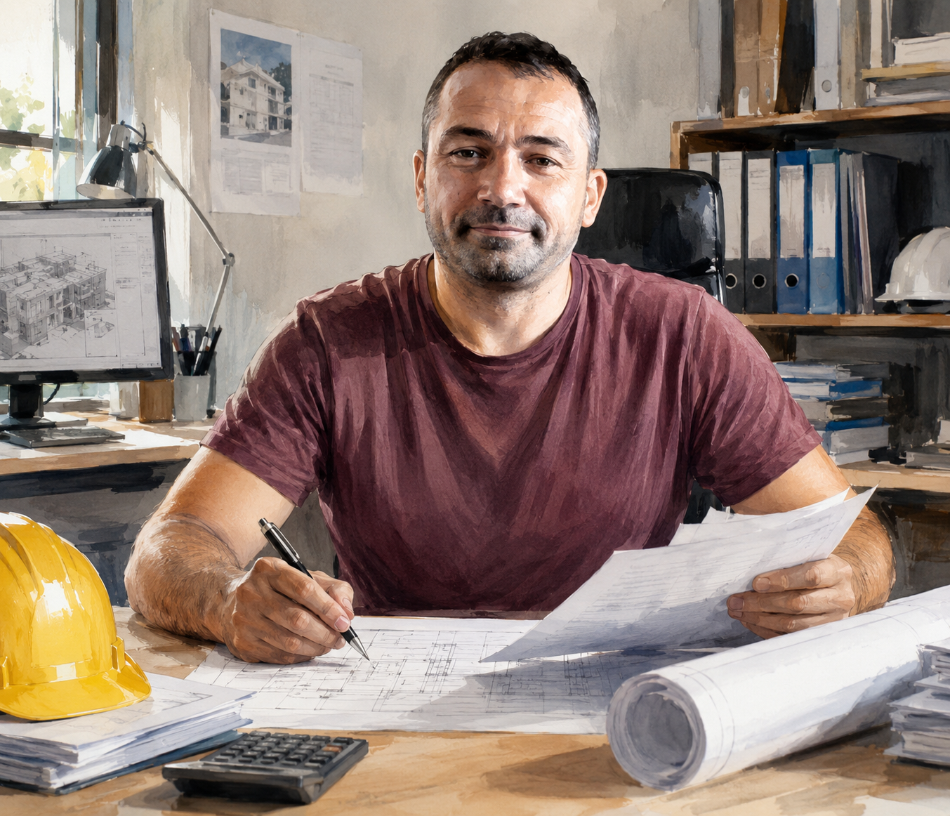 Laurent Caminiti, gérant de TSB, sur un chantier